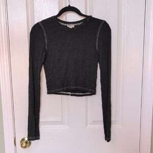 POL Black Long Sleeve Crop Top